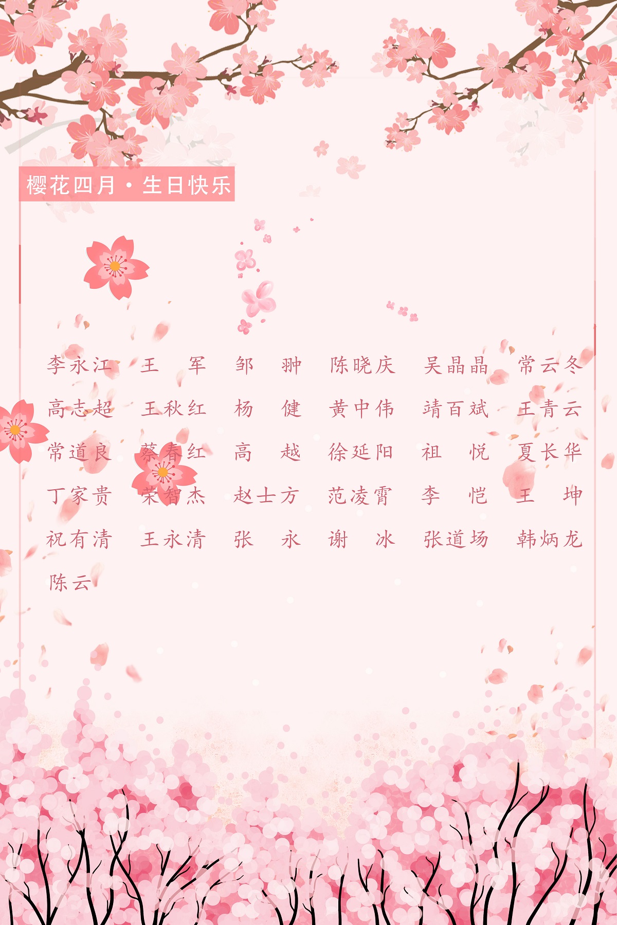 【生日祝?！抗ё?4月生日的員工生日快樂(lè)！