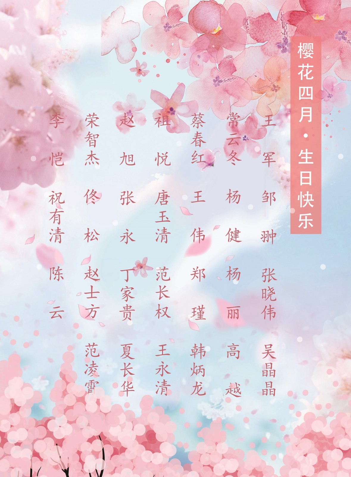 【生日祝?！抗ё?4月生日的員工生日快樂！